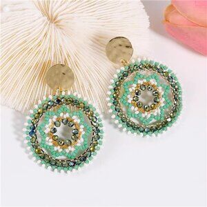 A Golden Cloud Colorful Beaded Dangling Earrings For Women 1.57 Inches